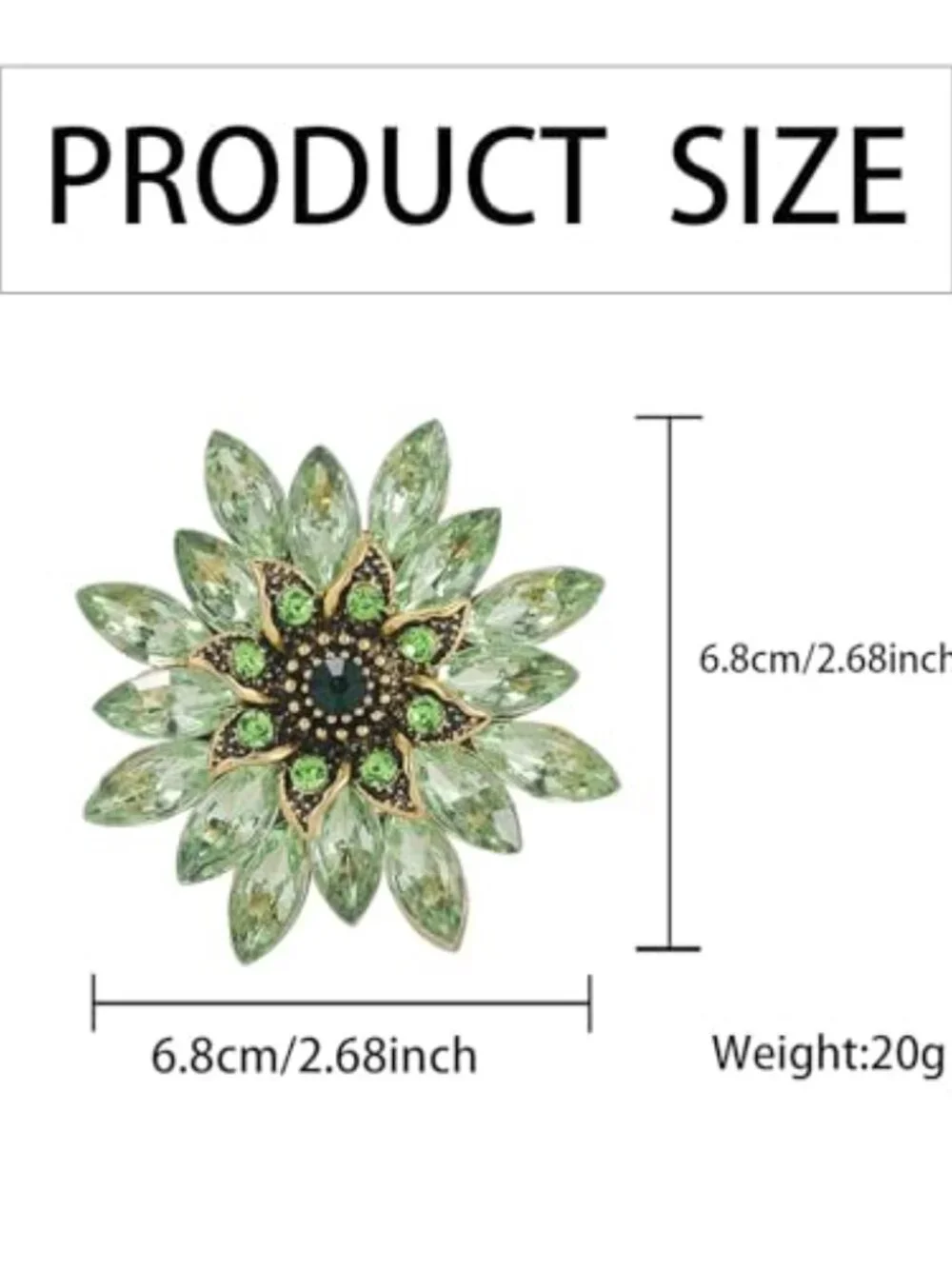 New -‎ Large Crystal Flower Brooch Pin for Women, Green Rhinestone Floral Lapel